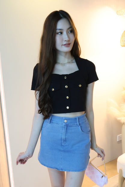 Cheyenne Button Top In Black