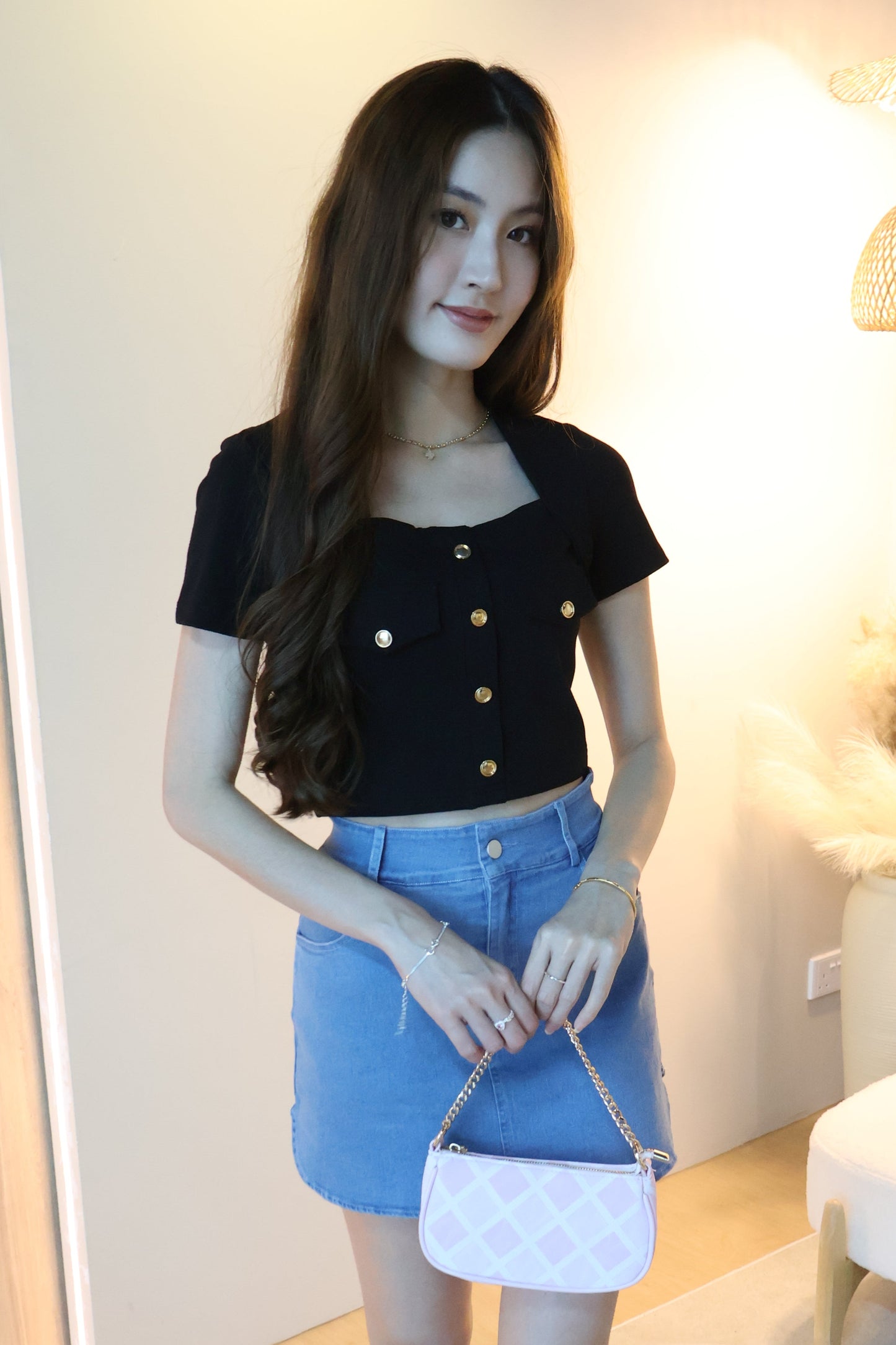 Cheyenne Button Top In Black