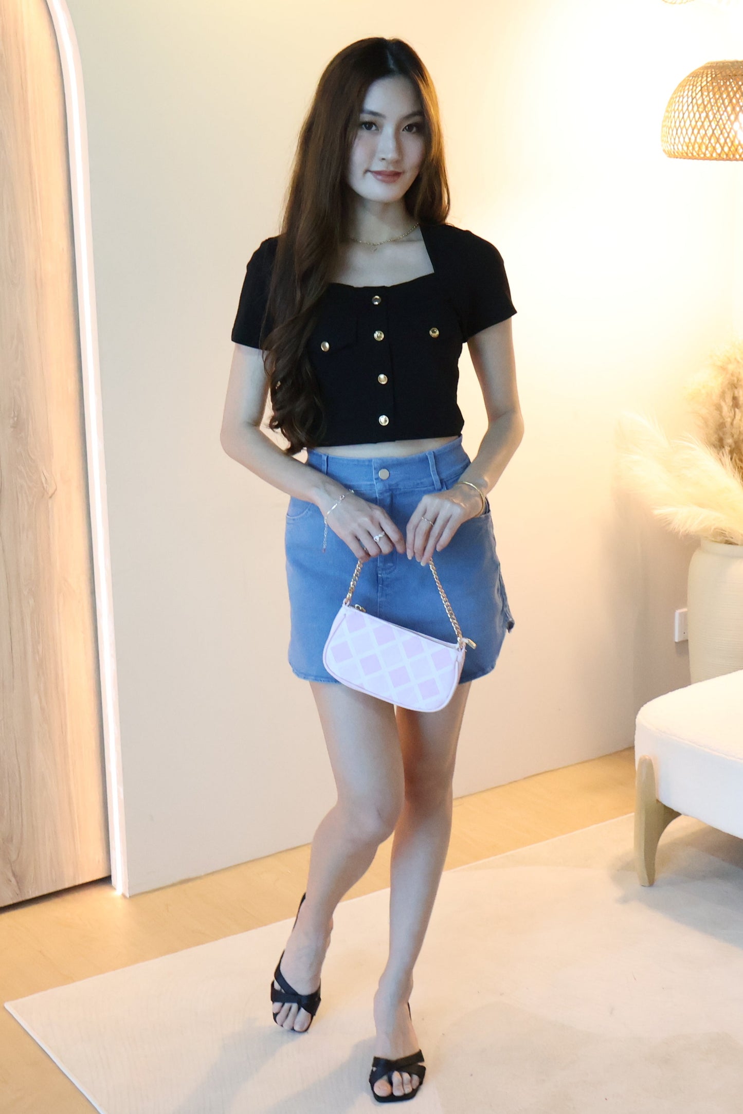 Cheyenne Button Top In Black