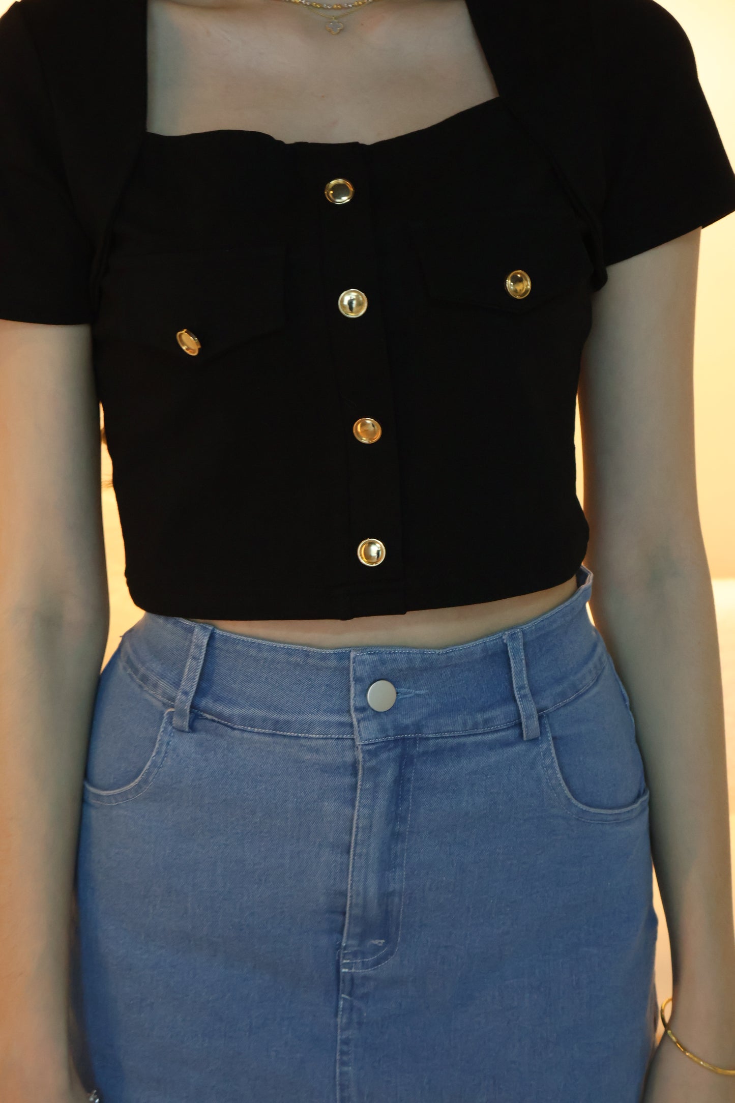 Cheyenne Button Top In Black
