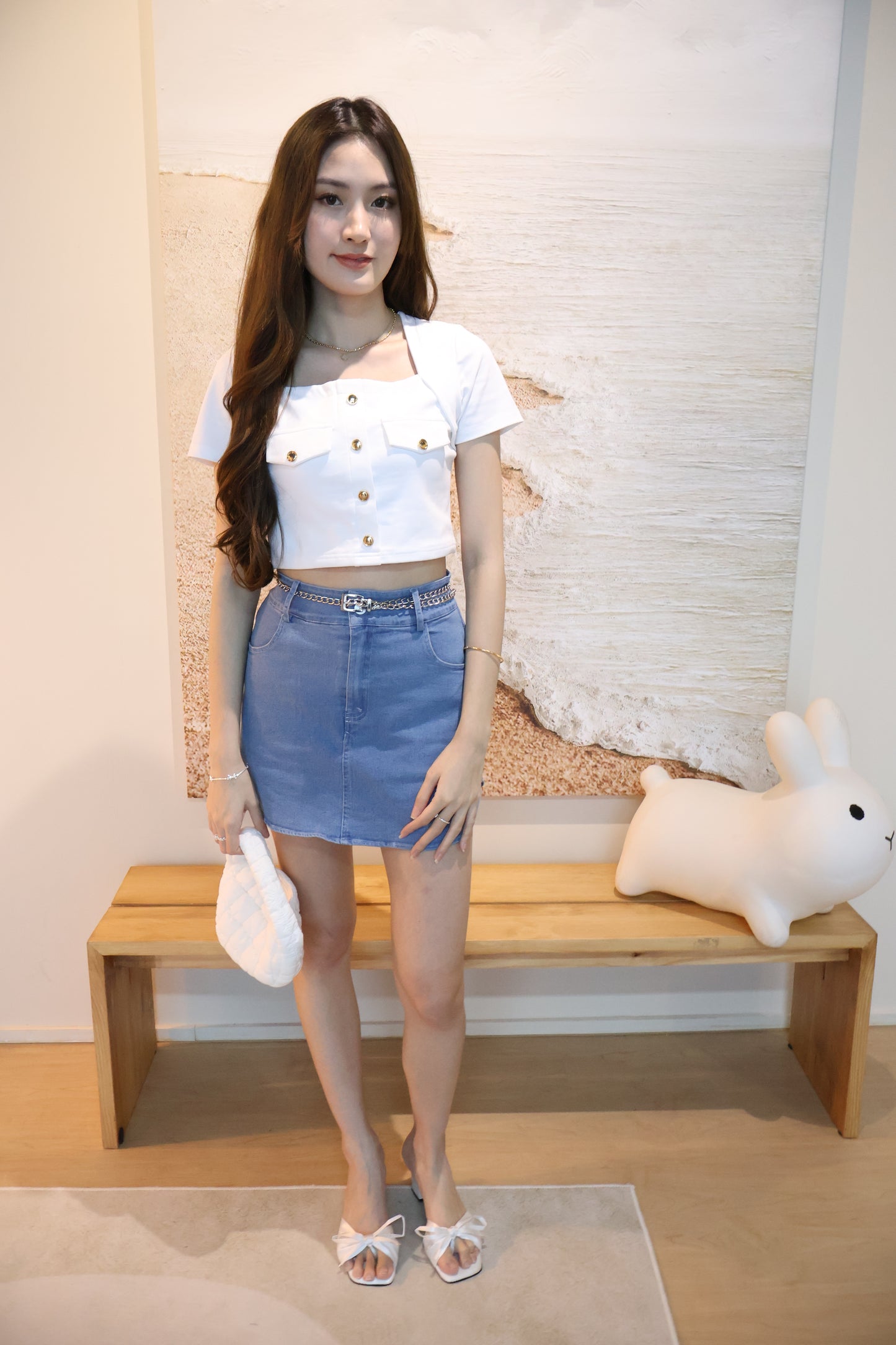 Cheyenne Button Top In White