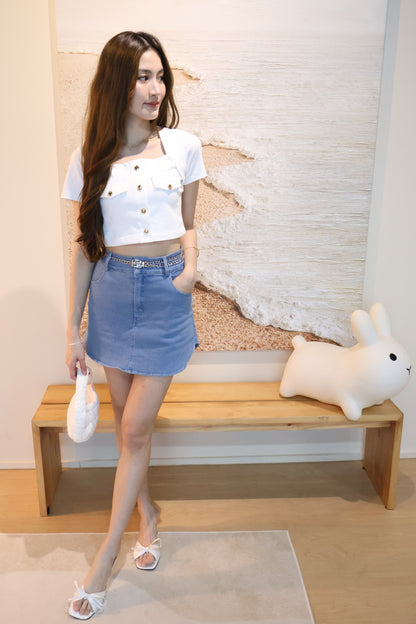 Cheyenne Button Top In White