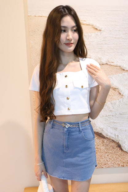 Cheyenne Button Top In White