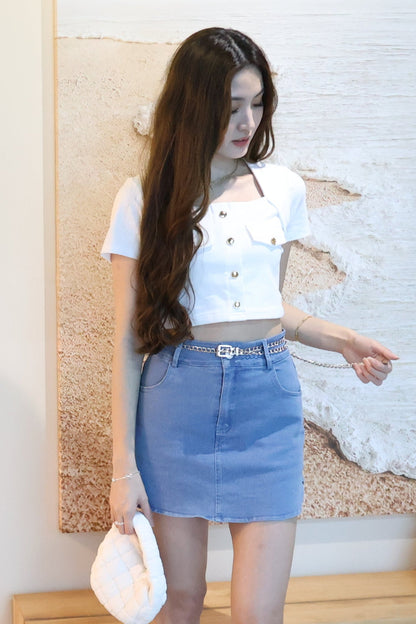 Cheyenne Button Top In White