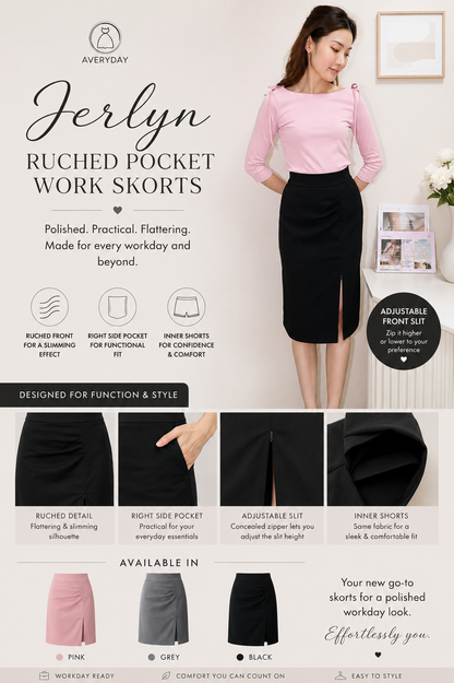 Jerlyn Ruched Pocket Skorts In Black