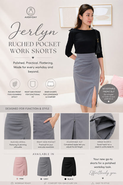 Jerlyn Ruched Pocket Skorts In Grey