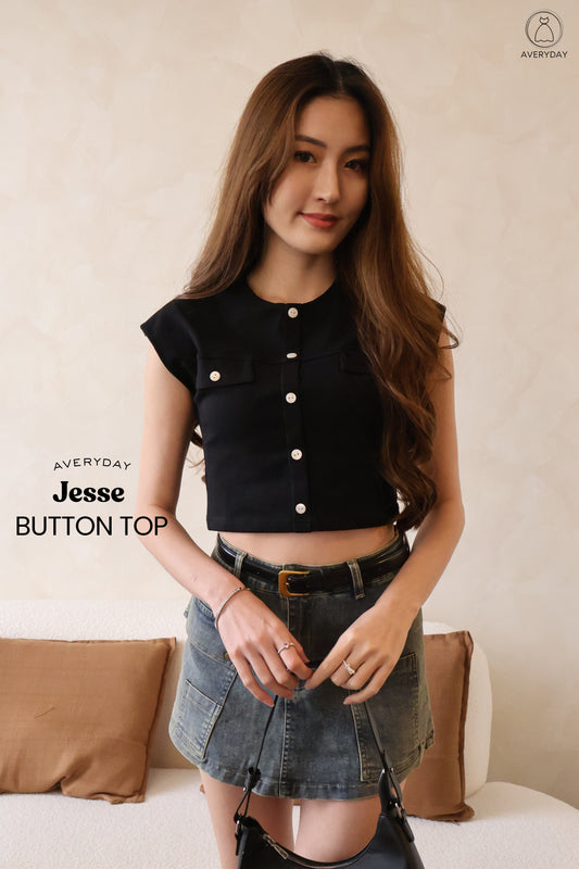 Jesse Button Top In Black