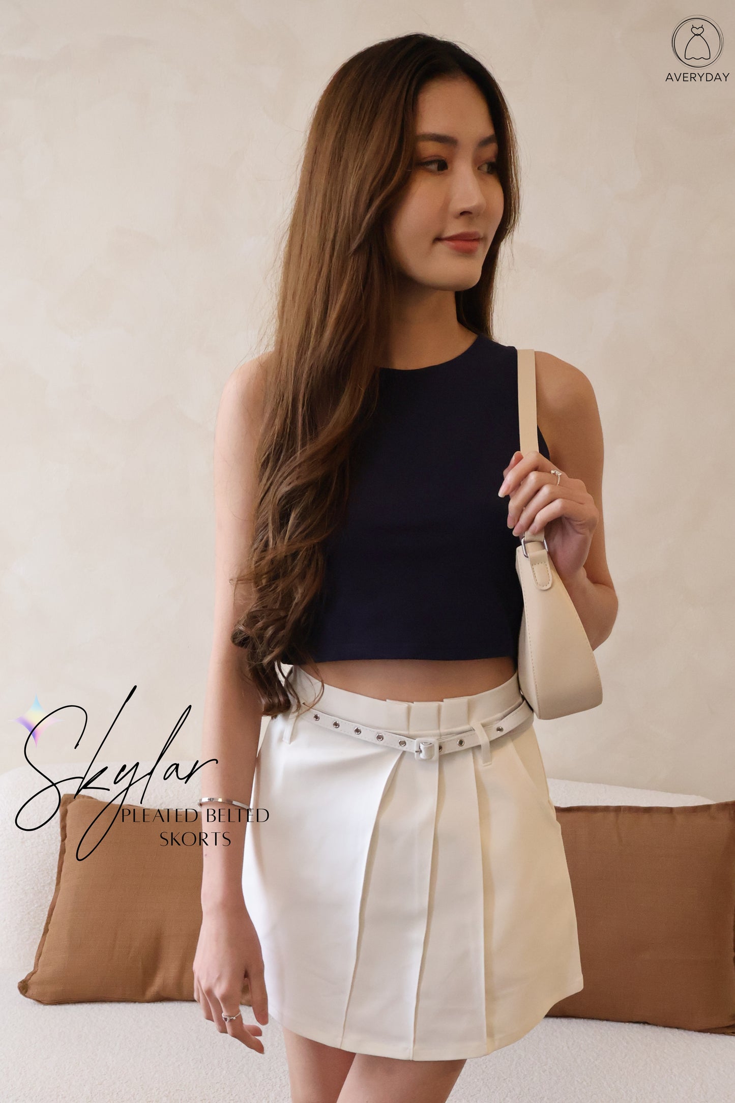 *Restocked* Skylar Pleated Belted Skorts In White
