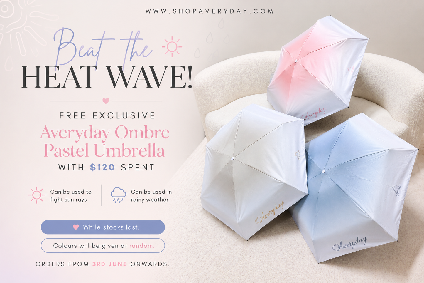 Free Averyday Ombre Pastel Umbrella - Orders Above $120