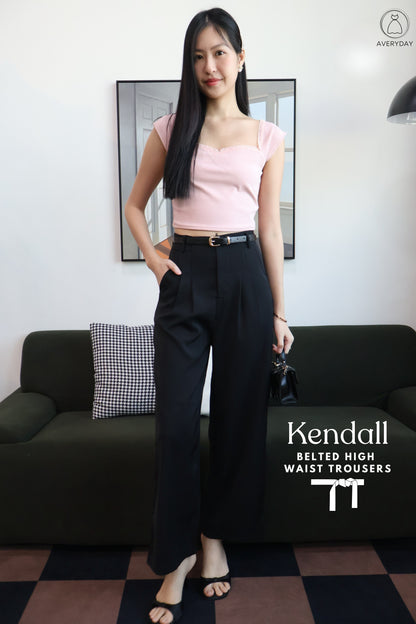 Kendall Belted High Waist Trousers In Black