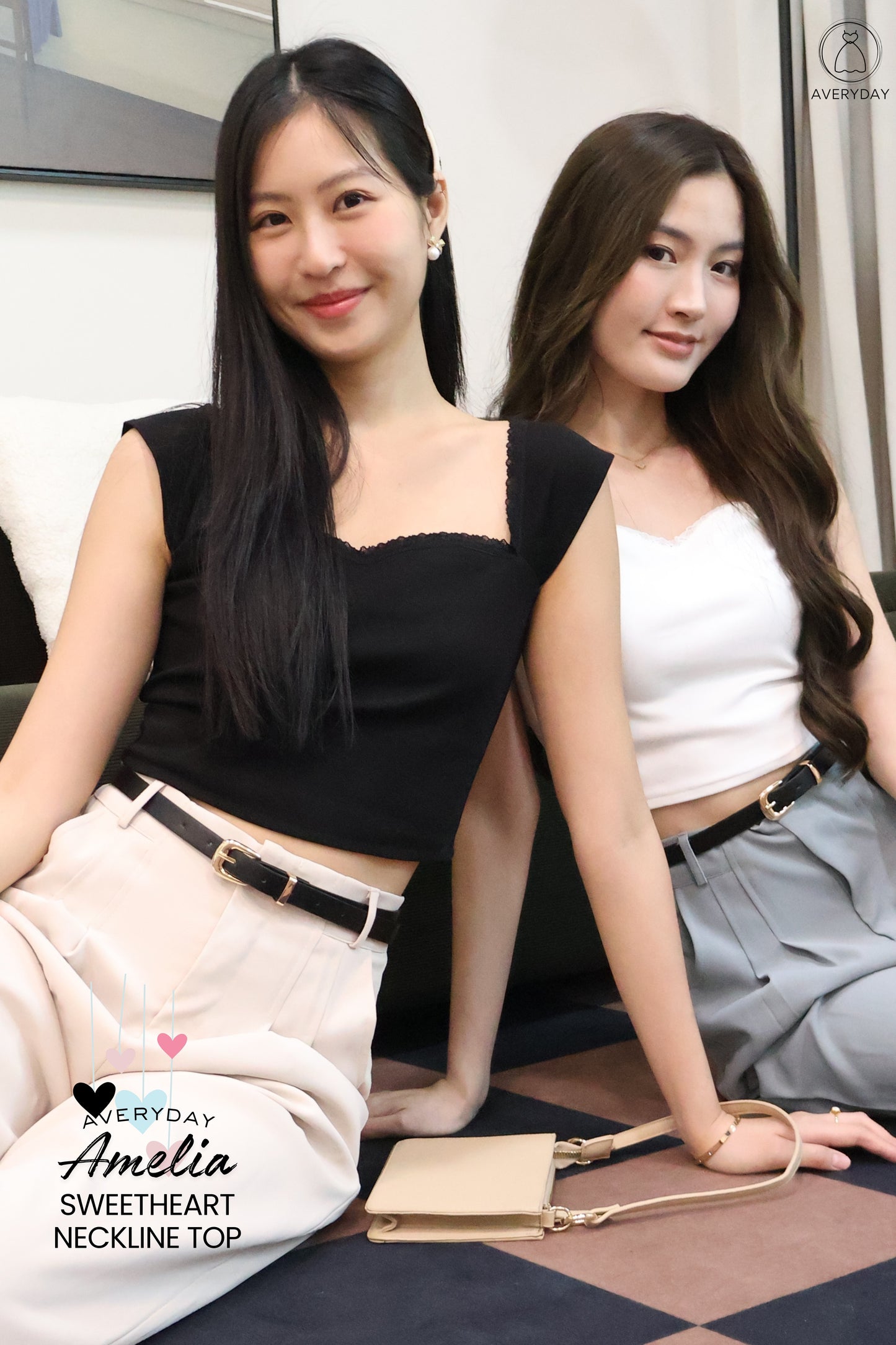 Amelia Sweetheart Neckline Top In Black