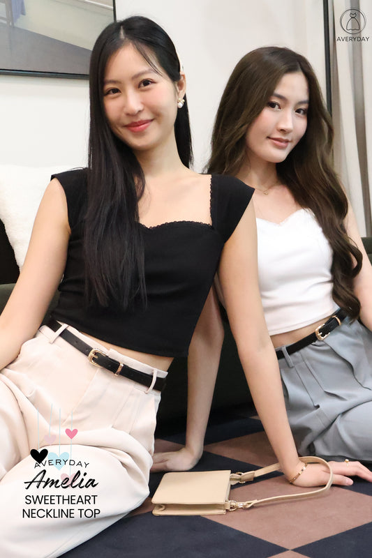 Amelia Sweetheart Neckline Top In Black