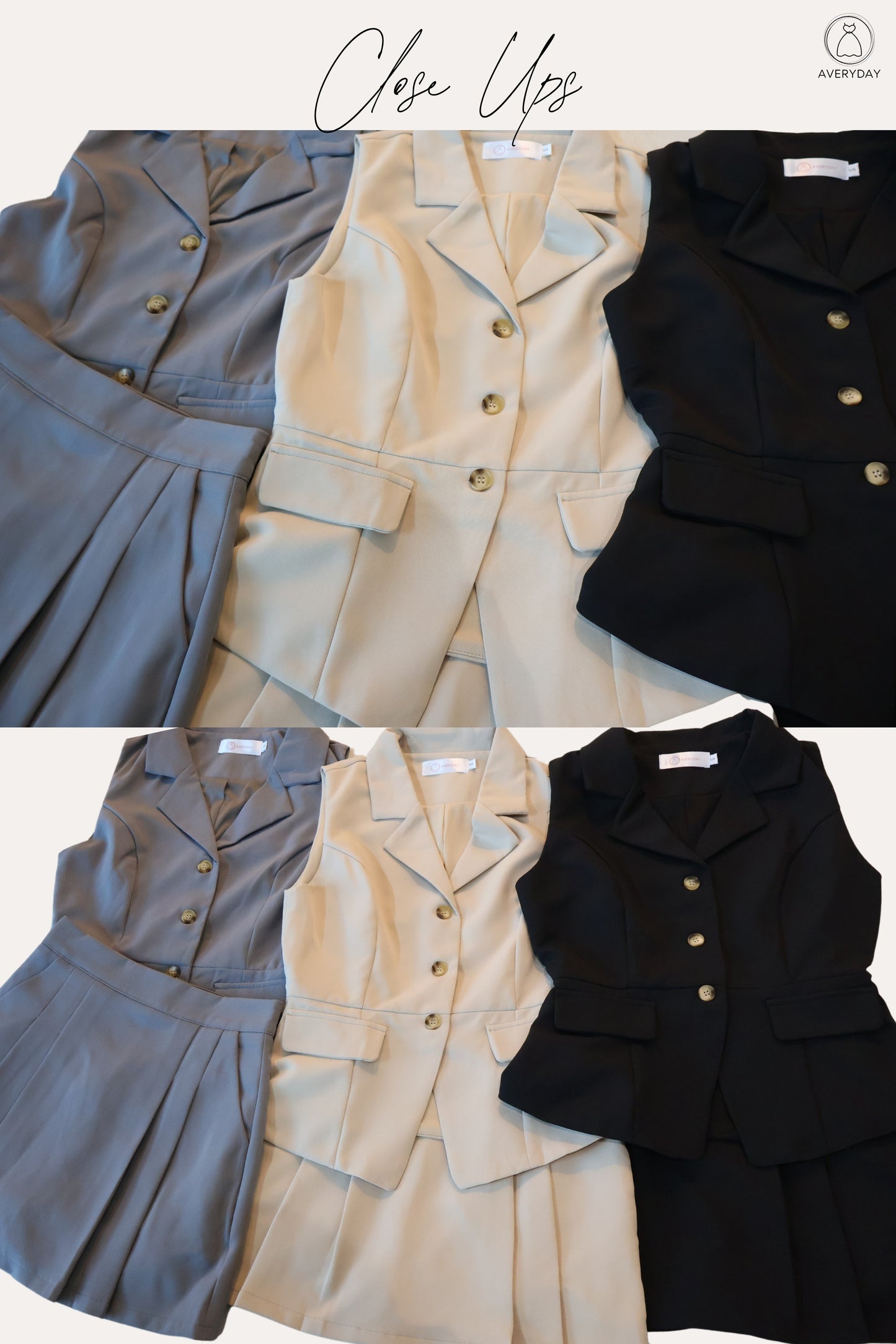 Mandy Vest Button Co-Ords Set In Grey