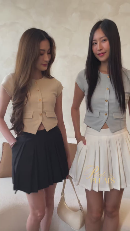 Angel Pleated Flowy Pocket Skorts In Black