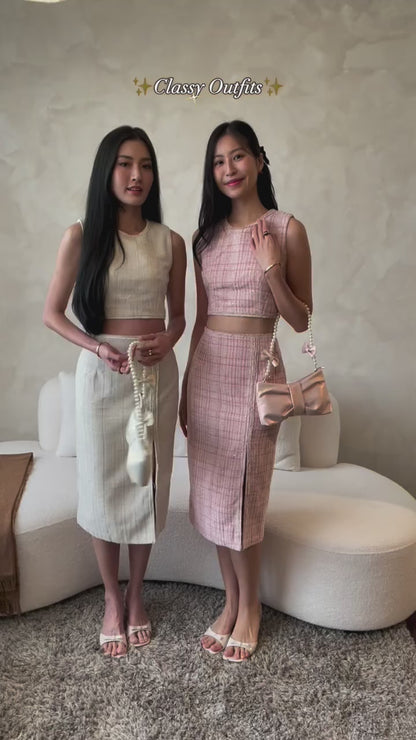 Valentine Tweed Co-Ords Set In White