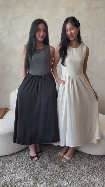 *Premium* HeartStrings Tweed Midi Dress In Cream