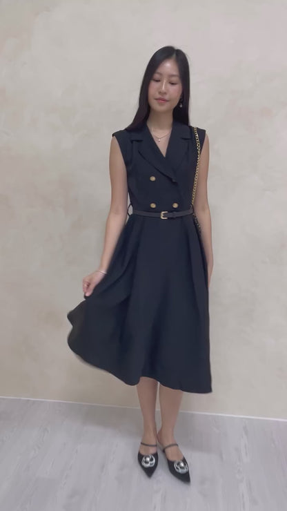 *Premium* Belle Belted Vest Dress In Black