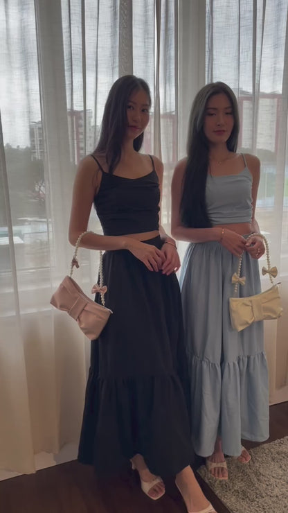 Enchanted Ruffles Midi Co-Ords Set In Black