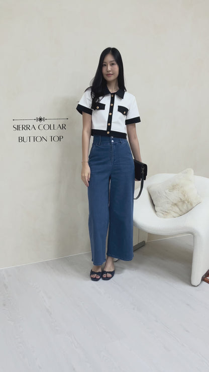 Sierra Collar Button Top In Cream