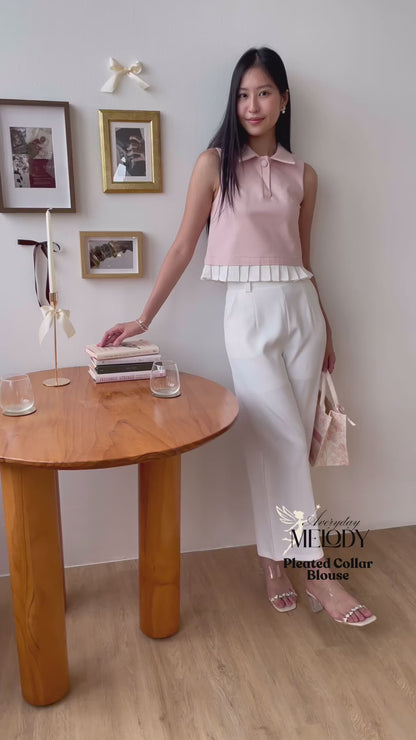 Melody Pleated Collar Blouse In Pink