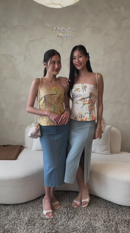 *CNY* Li Floral Embroidery Top In White