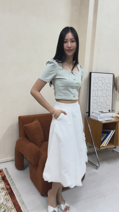 *New Shade* Sharlene Victorian Puff Sleeve Top In Mint