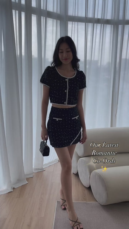 Charm Tweed Co-Ords Set In Black