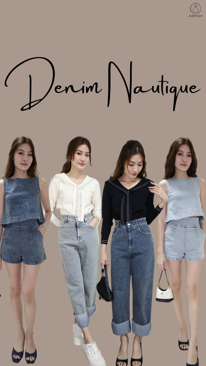 Lindy Washed Denim Cuffed Jeans (Light)